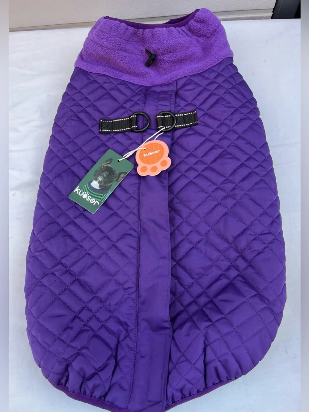 Kuoser Waterproof Dog Coat, Warm Reversible Dog Jacket with Leash Hole Soft Cozy